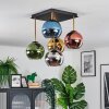 Koyoto ceiling light, globe light gold, black, 5-light sources