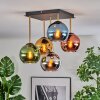 Koyoto ceiling light, globe light gold, black, 5-light sources