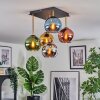 Koyoto ceiling light, globe light gold, black, 5-light sources
