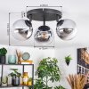 Gastor ceiling light, globe light chrome, clear, Smoke-coloured, 3-light sources