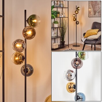 Koyoto globe light, floor lamp 31 cm blue, gold, green, clear, coppery, Smoke-coloured, 5-light sources