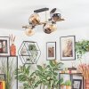 Koyoto ceiling light, globe light gold, black, 8-light sources