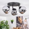 Koyoto ceiling light, globe light chrome, Smoke-coloured, 3-light sources