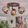 Koyoto ceiling light, globe light chrome, Smoke-coloured, 3-light sources