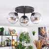 Koyoto ceiling light, globe light clear, Smoke-coloured, 3-light sources
