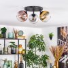 Koyoto ceiling light, globe light gold, clear, coppery, Smoke-coloured, 3-light sources