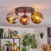 Ripoll ceiling light, globe light chrome, gold, coppery, Smoke-coloured, 3-light sources