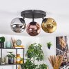 Ripoll ceiling light, globe light chrome, gold, coppery, Smoke-coloured, 3-light sources
