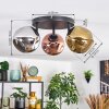 Ripoll ceiling light, globe light chrome, gold, coppery, Smoke-coloured, 3-light sources