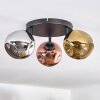 Ripoll ceiling light, globe light chrome, gold, coppery, Smoke-coloured, 3-light sources