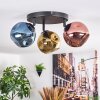 Ripoll ceiling light, globe light blue, gold, coppery, 3-light sources