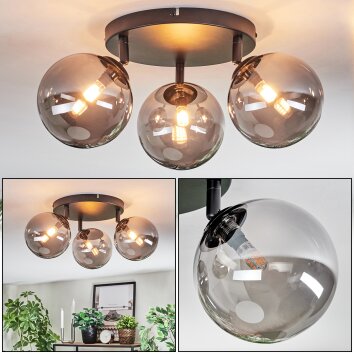 Chehalis ceiling light, globe light Smoke-coloured, 3-light sources
