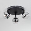 Chehalis ceiling light, globe light clear, Smoke-coloured, 3-light sources