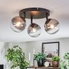 Chehalis ceiling light, globe light clear, Smoke-coloured, 3-light sources