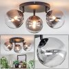 Chehalis ceiling light, globe light clear, Smoke-coloured, 3-light sources