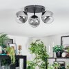 Chehalis ceiling light, globe light clear, Smoke-coloured, 3-light sources
