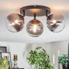 Chehalis ceiling light, globe light clear, Smoke-coloured, 3-light sources