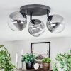 Chehalis ceiling light, globe light clear, Smoke-coloured, 3-light sources