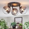 Chehalis ceiling light, globe light clear, Smoke-coloured, 3-light sources