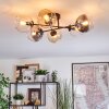 Koyoto ceiling light, globe light Amber, clear, Smoke-coloured, 6-light sources