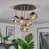 Koyoto ceiling light, globe light brass, black, 5-light sources