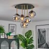 Koyoto ceiling light, globe light brass, black, 5-light sources