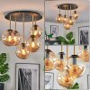 Gastor ceiling light, globe light brass, black, 5-light sources