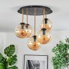 Gastor ceiling light, globe light brass, black, 5-light sources