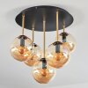 Gastor ceiling light, globe light brass, black, 5-light sources