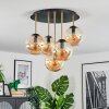 Gastor ceiling light, globe light brass, black, 5-light sources