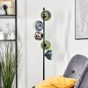 Gastor globe light, floor lamp 33 cm blue, chrome, green, clear, Smoke-coloured, 5-light sources
