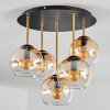 Koyoto ceiling light, globe light brass, black, 5-light sources