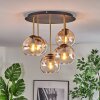 Koyoto ceiling light, globe light brass, black, 5-light sources