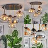Koyoto ceiling light, globe light brass, black, 5-light sources