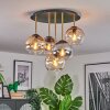 Koyoto ceiling light, globe light brass, black, 5-light sources