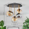 Koyoto ceiling light, globe light brass, black, 5-light sources