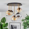 Koyoto ceiling light, globe light brass, black, 5-light sources