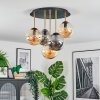 Gastor ceiling light, globe light brass, black, 5-light sources