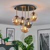 Gastor ceiling light, globe light brass, black, 5-light sources