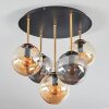 Gastor ceiling light, globe light brass, black, 5-light sources