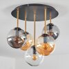 Gastor ceiling light, globe light brass, black, 5-light sources