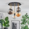 Gastor ceiling light, globe light brass, black, 5-light sources