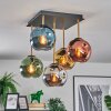 Ripoll ceiling light, globe light gold, black, 5-light sources