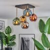 Ripoll ceiling light, globe light gold, black, 5-light sources