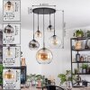 Koyoto hanging light, globe light, pendant light Amber, clear, Smoke-coloured, 5-light sources