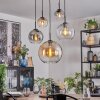 Koyoto hanging light, globe light, pendant light Amber, clear, Smoke-coloured, 5-light sources
