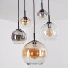 Koyoto hanging light, globe light, pendant light Amber, clear, Smoke-coloured, 5-light sources