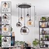 Koyoto hanging light, globe light, pendant light Amber, clear, Smoke-coloured, 5-light sources