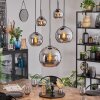 Koyoto hanging light, globe light, pendant light chrome, Smoke-coloured, 5-light sources