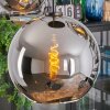 Koyoto hanging light, globe light, pendant light chrome, Smoke-coloured, 5-light sources